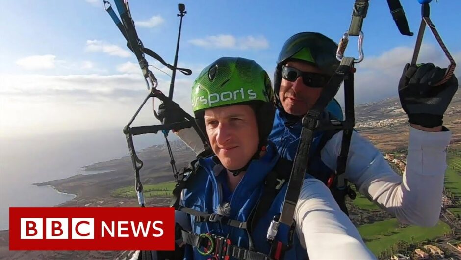 Paragliding over Tenerife's coronavirus-hit hotel – BBC News
