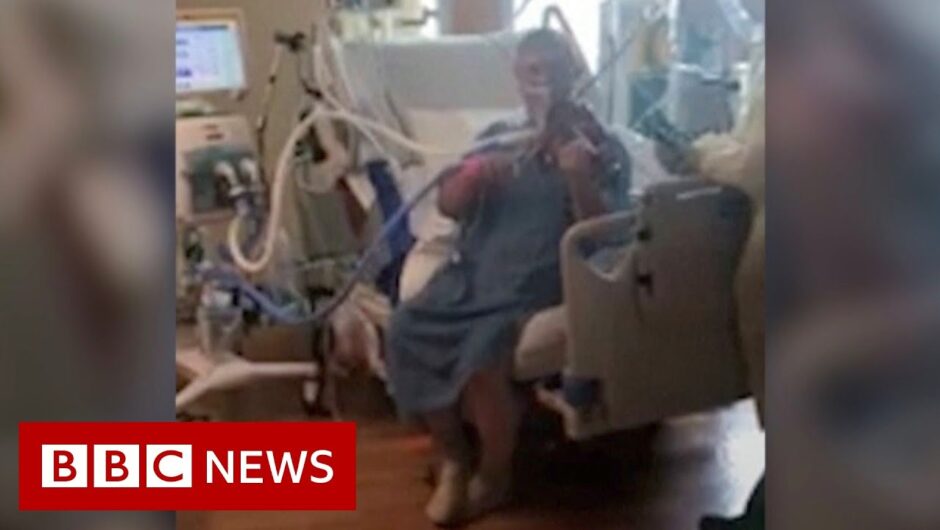 Intubated Covid patient plays violin to thank Utah hospital staff – BBC News